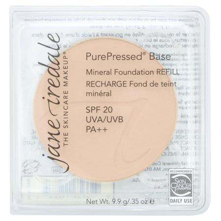 Foundation, Face, Makeup: Jane Iredale, PurePressed Base, Mineral Foundation Refill, SPF 20 PA++, Natural, 0.35 oz (9.9 g)