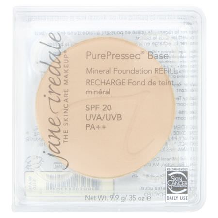Foundation, Face, Makeup: Jane Iredale, PurePressed Base, Mineral Foundation Refill, SPF 20 PA++, Warm Silk, 0.35 oz (9.9 g)