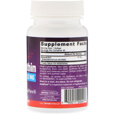 Astaxanthin, Antioxidants, Supplements: Jarrow Formulas, Astaxanthin, 12 mg, 30 Softgels