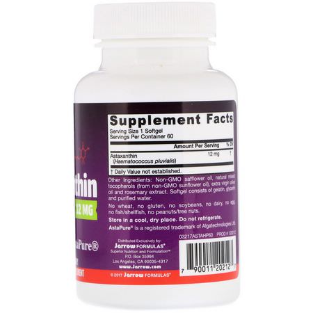 Astaxanthin, Antioxidants, Supplements: Jarrow Formulas, Astaxanthin, 12 mg, 60 Softgels