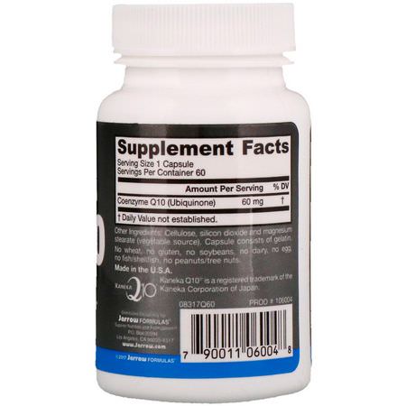 Koenzym Q10, Coq10, Antioxidanter, Kosttillskott: Jarrow Formulas, Co-Q10, 60 mg, 60 Capsules