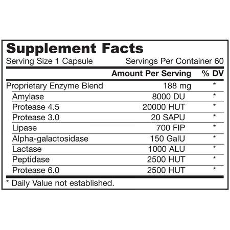 Digestive Enzymer, Digestion, Supplements: Jarrow Formulas, Jarro-Zymes Plus, Vegetarian, 60 Capsules