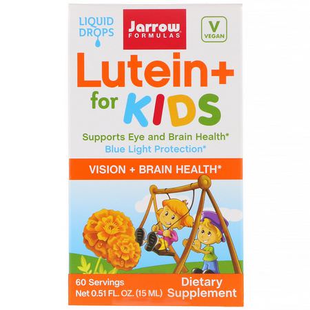 Zeaxanthin, Lutein, Nose, Ear: Jarrow Formulas, Lutein+ for Kids, 0.51 fl oz (15 ml)