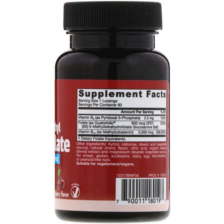 Vitamin B, Vitaminer, Kosttillskott: Jarrow Formulas, Methyl B-12 & Methyl Folate, Cherry Flavor, 5000 mcg / 800 mcg, 60 Lozenges