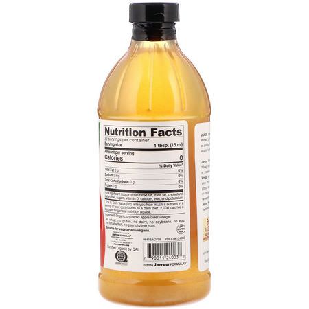 Äppelcidervinäger, Vinrankor, Oljor: Jarrow Formulas, Organic Apple Cider Vinegar, 16 fl oz (473 ml)