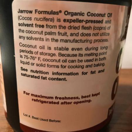 Jarrow Formulas, Organic Coconut Oil, Expeller Pressed, 32 fl oz (946 ml)
