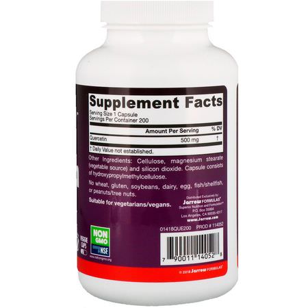 Quercetin, Antioxidanter, Kosttillskott: Jarrow Formulas, Quercetin, 500 mg, 200 Capsules