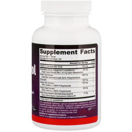 Resveratrol, Antioxidanter, Kosttillskott: Jarrow Formulas, Resveratrol Synergy, 120 Tablets