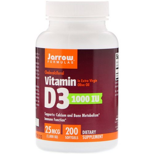 Jarrow Formulas, Vitamin D3, Cholecalciferol, 1,000 IU, 200 Softgels Review