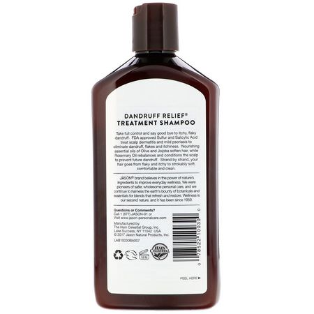 Hårbottenvård, Hår, Schampo, Hårvård: Jason Natural, Dandruff Relief Treatment Shampoo, 12 fl oz (355 ml)