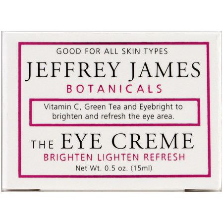 C-Vitamin, Ögonkräm, Ansiktsfuktare: Jeffrey James Botanicals, The Eye Cream, Brighten Lighten Refresh, 0.5 oz (15 ml)
