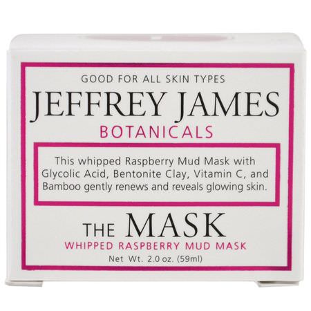 C-Vitamin, Lermasker, Skal, Ansiktsmasker: Jeffrey James Botanicals, The Mask, Whipped Raspberry Mud Mask, 2.0 oz (59 ml)