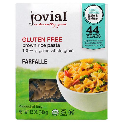 Jovial, Organic Brown Rice Pasta, Farfalle, 12 oz (340 g) Review
