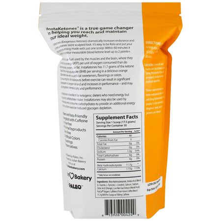 Kost, Vikt, Kosttillskott: Julian Bakery, InstaKetones, Orange Burst + Caffeine, 1.16 lbs (525 g)
