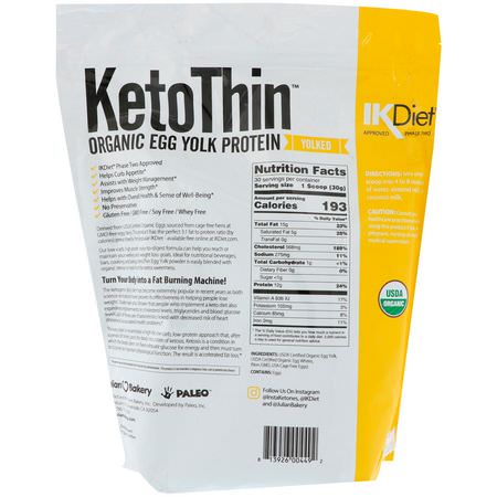 Äggprotein, Djurprotein, Sportnäring: Julian Bakery, Keto Thin, Organic Egg Yolk Protein, Yolked, 2 lbs (907 g)