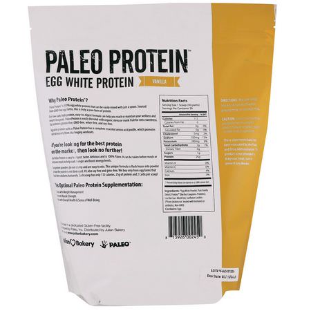 Äggprotein, Djurprotein, Sportnäring: Julian Bakery, Paleo Protein, Egg White Protein, Vanilla, 2 lbs (907 g)