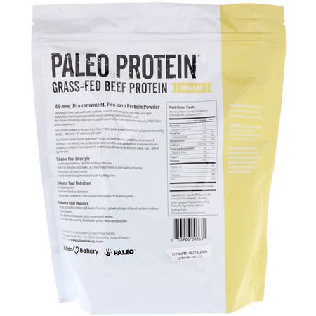 Nötköttprotein, Djurprotein, Sportnäring: Julian Bakery, Paleo Protein, Grass-Fed Beef Protein, Vanilla Nut, 2 lbs (907 g)