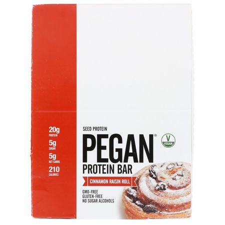 Iherb: Julian Bakery, Pegan Protein Bar, Seed Protein, Cinnamon Raisin Roll, 12 Bars, 2.16 oz (61.5 g) Each