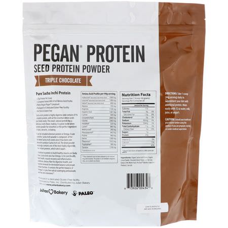 Växtbaserat, Växtbaserat Protein, Idrottsnäring: Julian Bakery, Pegan Protein, Seed Protein Powder, Triple Chocolate, 2 lbs (907 g)