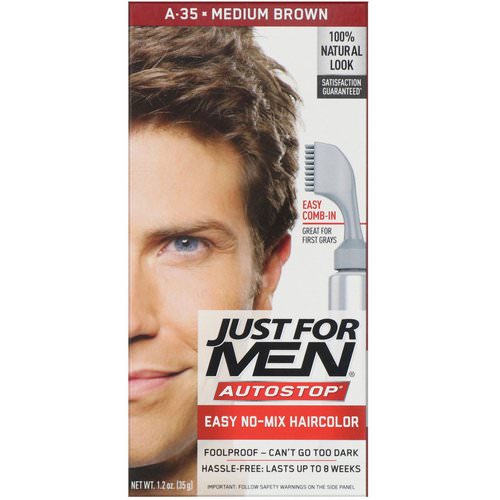 Just for Men, Autostop Men's Hair Color, Medium Brown A-35, 1.2 oz (35 g) Review