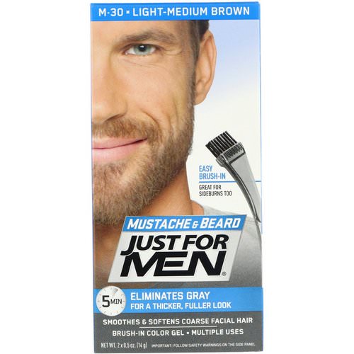 Just for Men, Mustache & Beard, Brush-In Color Gel, Light-Medium Brown M-30, 2 x 0.5 oz (14 g) Review