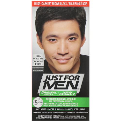 Just for Men, Original Formula Men's Hair Color, Darkest Brown-Black H-50A, Single Application Kit Review
