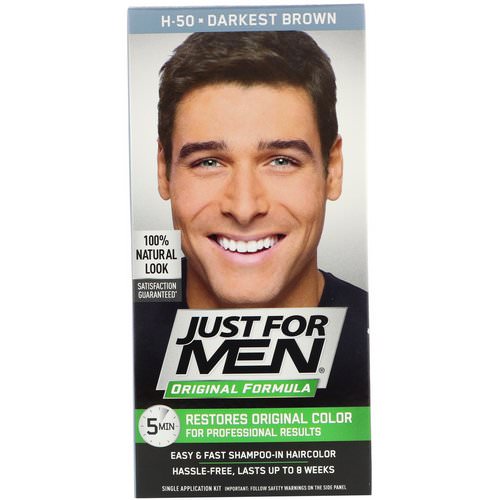 Just for Men, Original Formula Men's Hair Color, Darkest Brown H-50, Single Application Kit Review