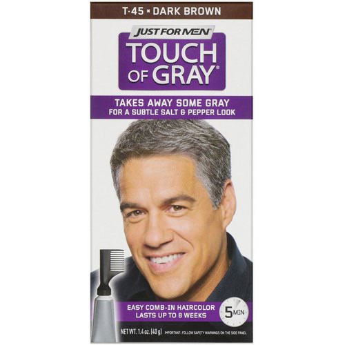 Just for Men, Touch of Gray, Comb-In Hair Color, Dark Brown T-45, 1.4 oz (40 g) Review