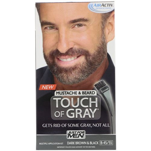 Just for Men, Touch of Gray, Mustache & Beard, Dark Brown & Black B-45/55, 1 Multiple Application Kit Review