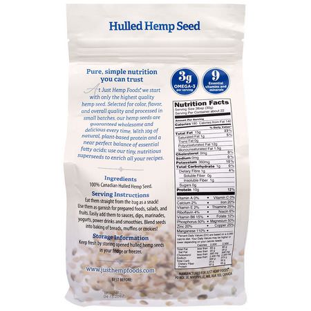 Hampfrön, Nötter: Just Hemp Foods, Hulled Hemp Seeds, 1.5 lbs (680 g)