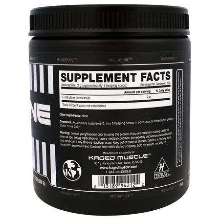 L-Citrulline, Amino Acids, Supplements: Kaged Muscle, Citrulline, Unflavored, 7 oz (200 g)