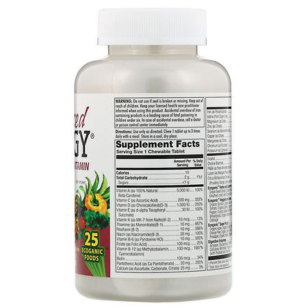 Multivitaminer, Kosttillskott: KAL, Enhanced Energy, Whole Food Multivitamin, Mango Pineapple Flavor, 60 Chewable Tablets