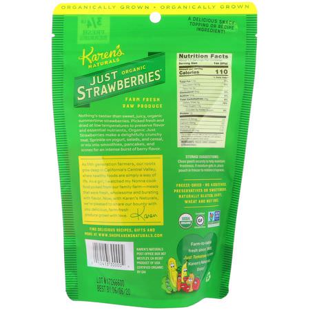 Vegetabiliska Mellanmål, Jordgubbar, Superfood: Karen's Naturals, Organic Just Strawberries, 1.2 oz (34 g)