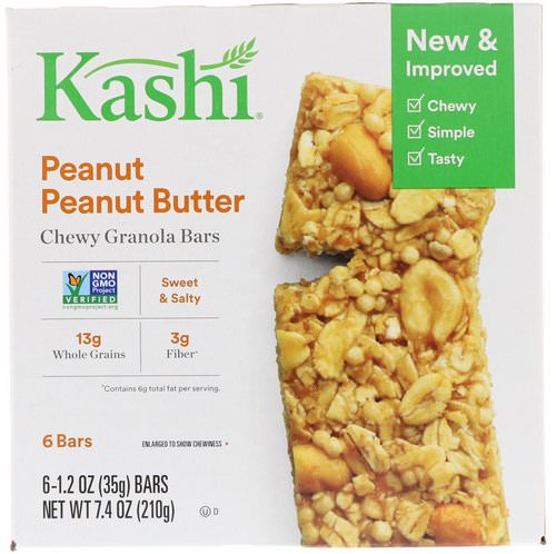 Kashi, Chewy Granola Bars, Peanut Peanut Butter, 6 Bars, 1.2 oz (35 g) Each Review