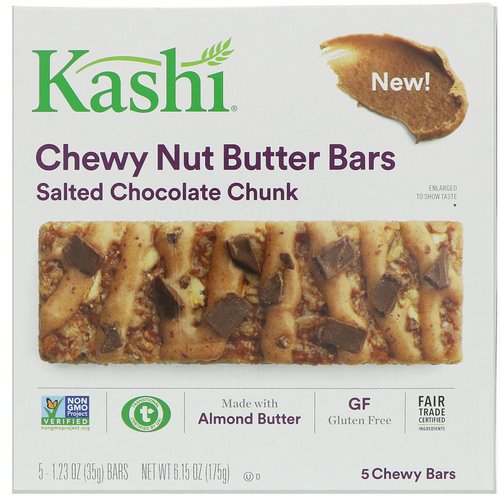 Kashi, Chewy Nut Butter Bars, Salted Chocolate Chunk, 5 Bars, 1.23 oz (35 g) Each Review