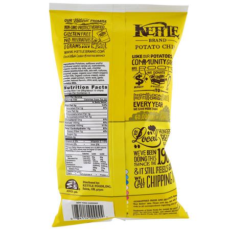 Chips, Mellanmål: Kettle Foods, Potato Chips, New York Cheddar, 5 oz (142 g)