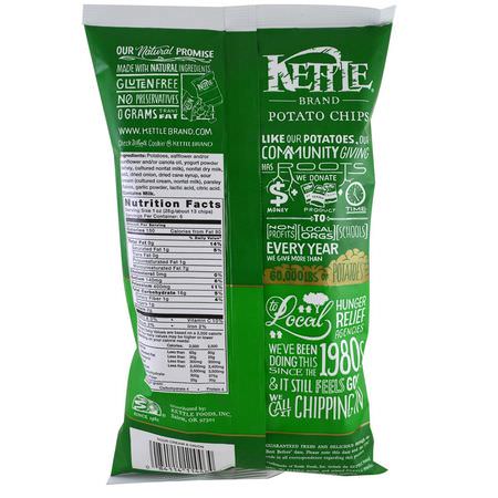Chips, Mellanmål: Kettle Foods, Potato Chips, Sour Cream and Onion, 5 oz (142 g)