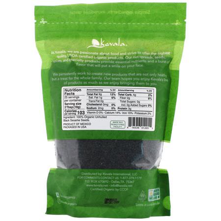 Frön, Nötter: Kevala, Organic Black Sesame Seeds, Raw, Unhulled, 16 oz (454 g)