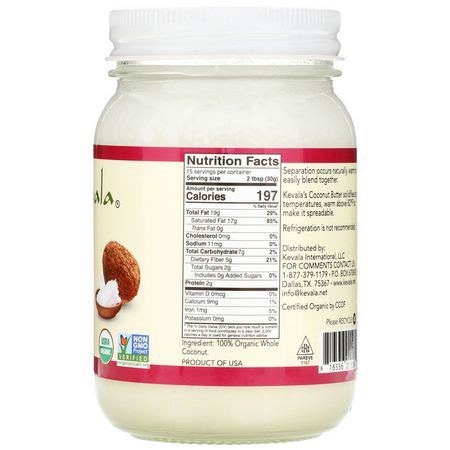 Kokosnötsspridningar, Konserver, Spridningar, Knappar: Kevala, Organic Coconut Butter, 16 oz (453 g)