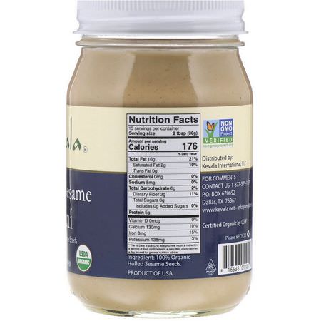Tahini Butter, Conserves, Spreads, Butters: Kevala, Organic Sesame Tahini, 16 oz (454 g)