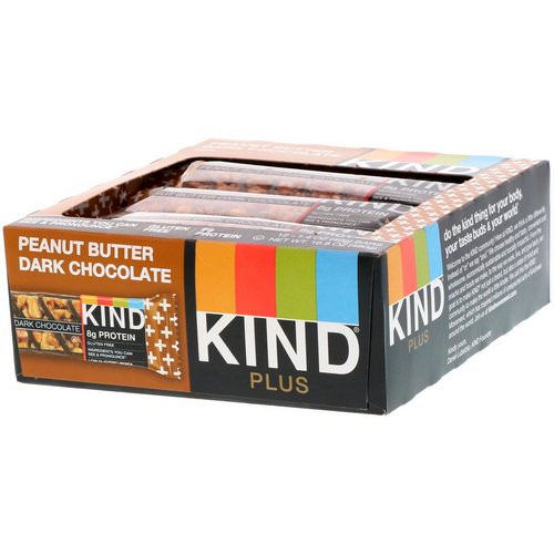 KIND Bars, Kind Plus, Peanut Butter Dark Chocolate Bar, 12 Bars, 1.4 oz (40 g) Each Review