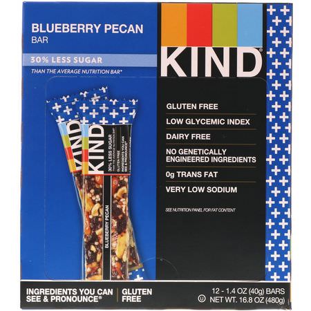 Snackstänger, Näringsstänger: KIND Bars, Kind Plus, Blueberry Pecan, 12 Bars, 1.4 oz (40 g) Each