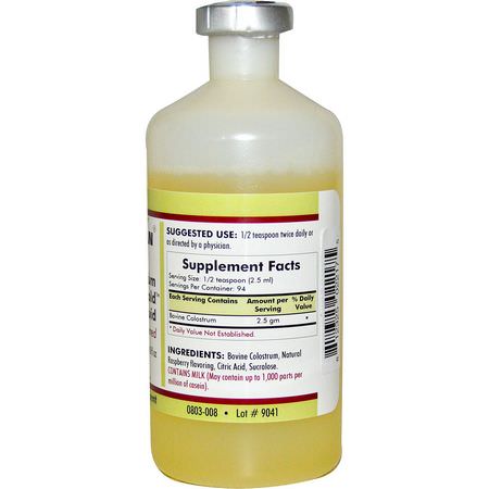 Colostrum, Digestion, Supplements: Kirkman Labs, Colostrum Gold Liquid, Flavored, 8 fl oz (237 ml)