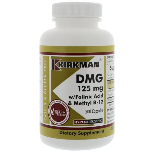 Kirkman Labs, DMG, With Folinic Acid & Methyl B-12, 125 mg, 200 Capsules Review
