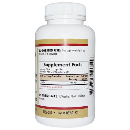 L-Taurine, Aminosyror, Kosttillskott: Kirkman Labs, L-Taurine, 325 mg, 250 Capsules
