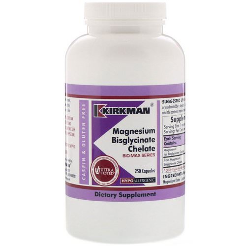 Kirkman Labs, Magnesium Bisglycinate Chelate, Bio-Max Series, 250 Capsules Review