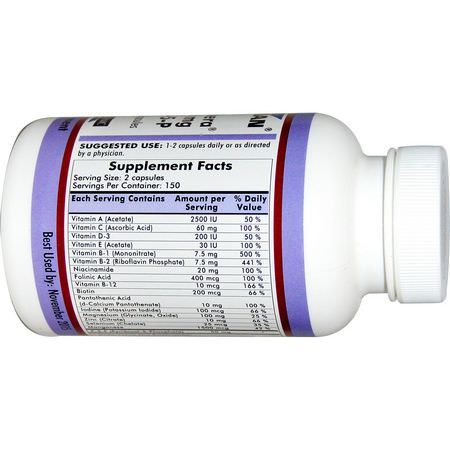Multivitaminer, B6 Pyridoxin, Vitamin B, Vitaminer: Kirkman Labs, Nu-Thera with 50 mg P-5-P, 300 Capsules