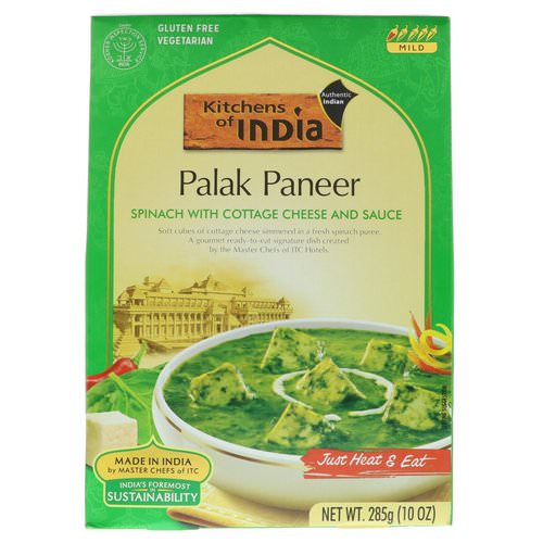 Kitchens of India, Palak Paneer, Spinach with Cottage Cheese and Sauce, Mild, 10 oz (285 g) Review