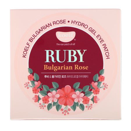 K-Beauty Face Masks, Peels, Face Masks, Beauty: Koelf, Ruby Bulgarian Rose Hydro Gel Eye Patch, 60 Patches