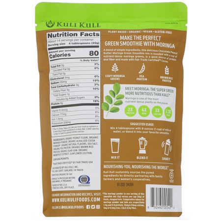 Växtbaserat, Växtbaserat Protein, Sportnäring, Moringa: Kuli Kuli, Organic Moringa Green Smoothie With Plant Protein, Chocolate Peanut Butter, 10.7 oz (302 g)